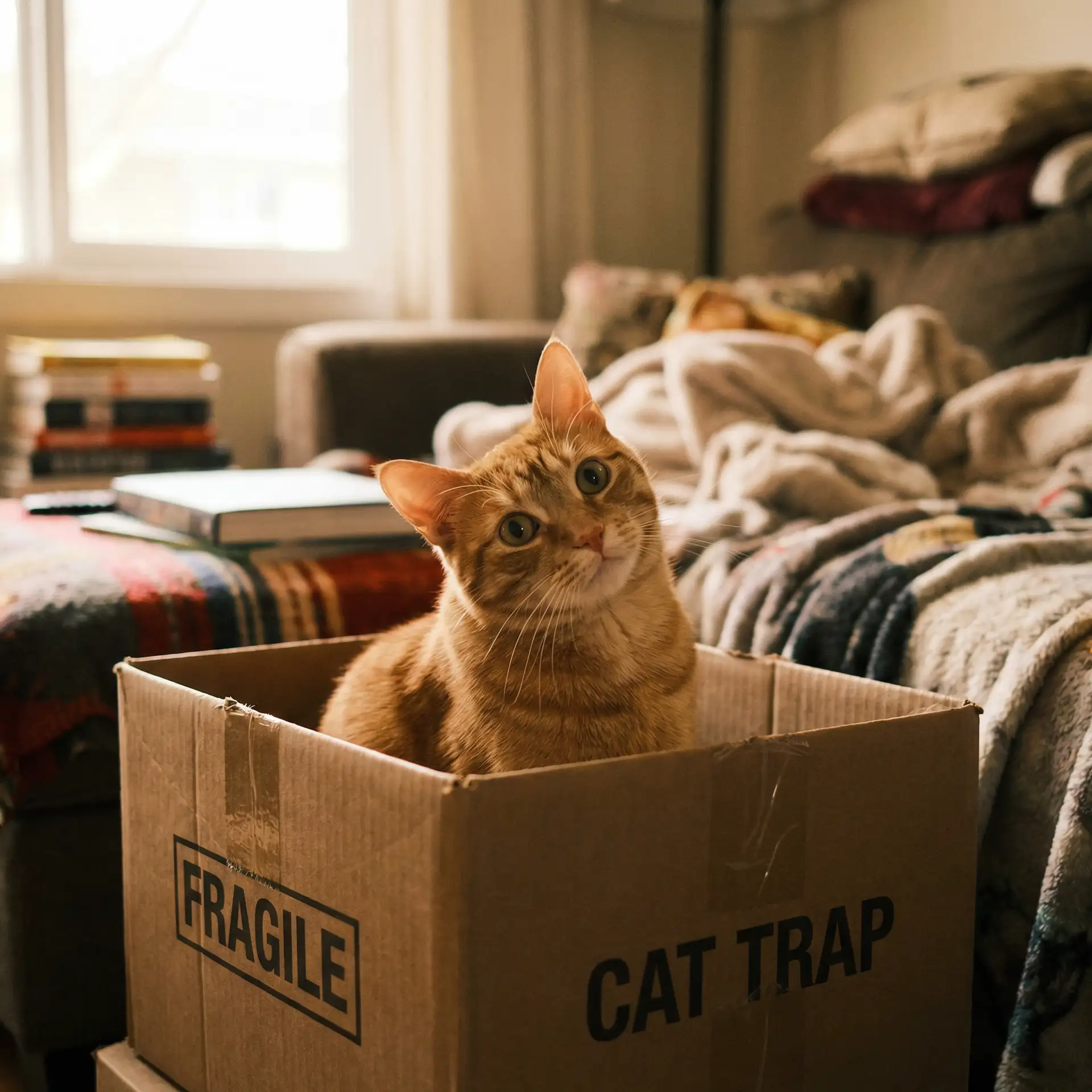 橘猫躲在纸箱里 - 婚前120小时